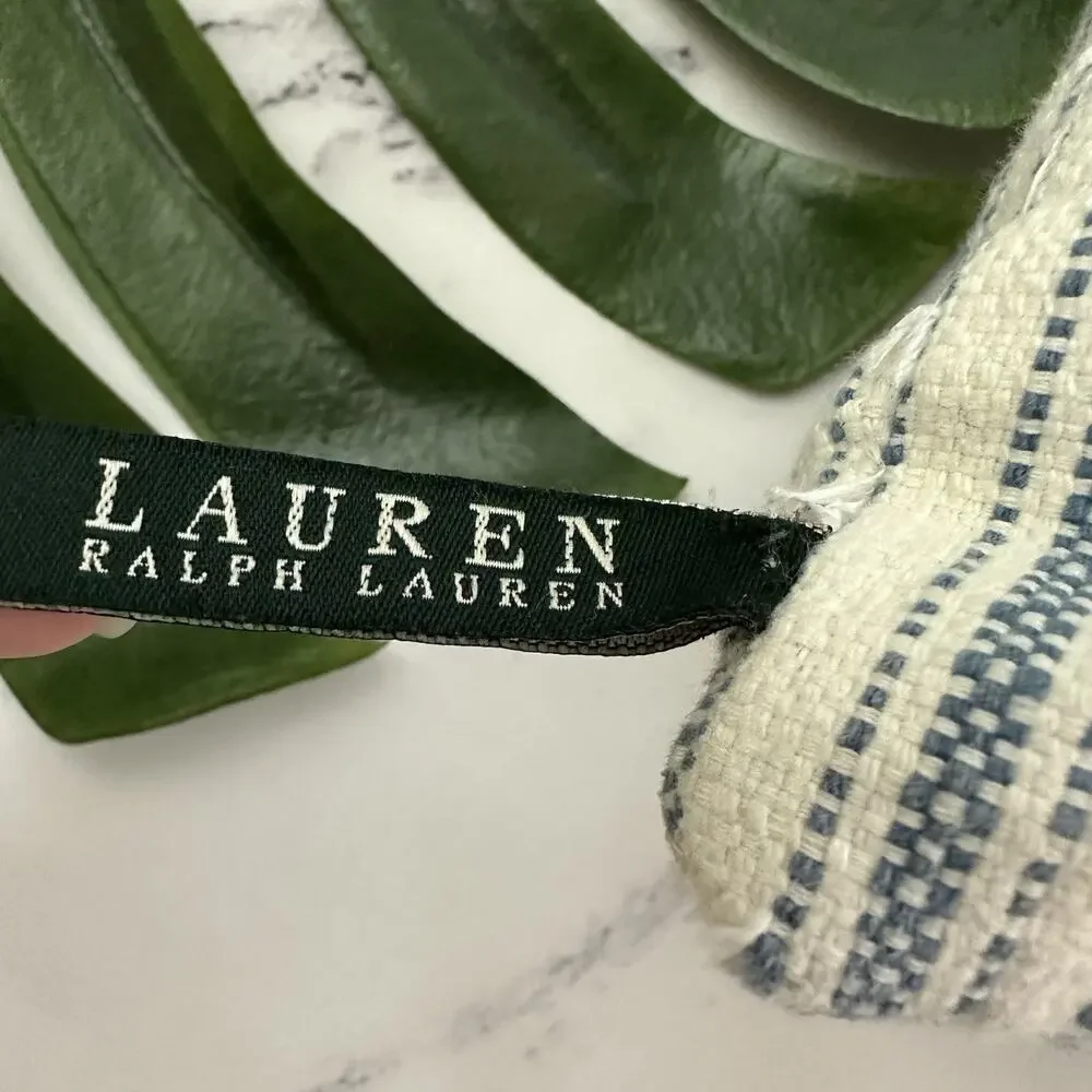 Lauren Ralph Lauren Striped Long Body Bolster Decorative Pillow Blue White Down